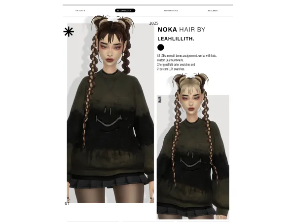 Sims 4 Noka Hairstyle by leahlillith