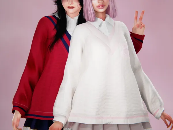 Alpha Fairyland Uniform Sweater - The Sims 4 Custom Content