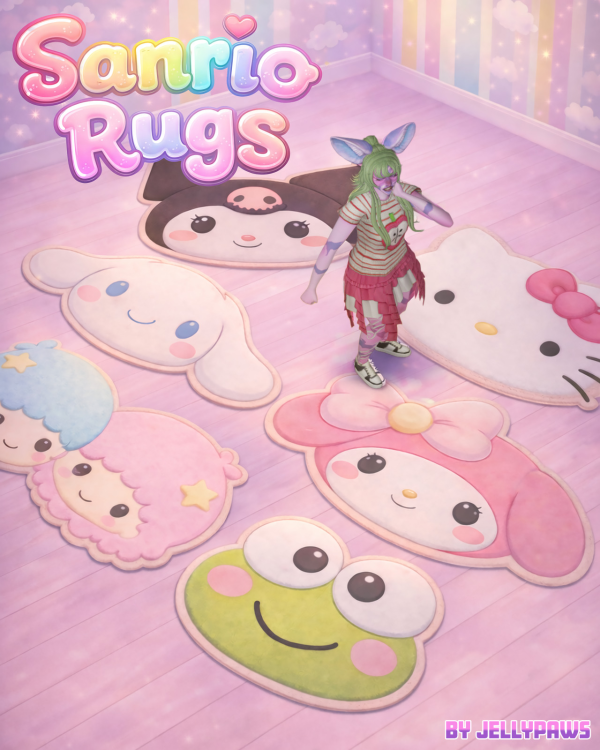Maxis Match Sanrio Rugs by simsfinds - The Sims 4 Custom Content