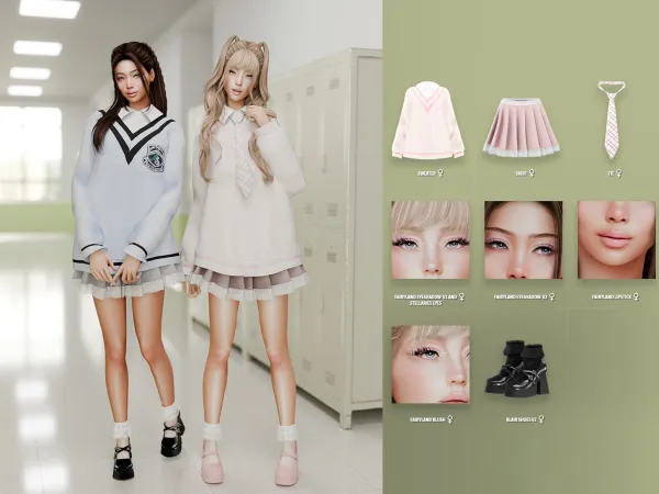 Alpha Fairy Land Uniform Lookbook - The Sims 4 Custom Content