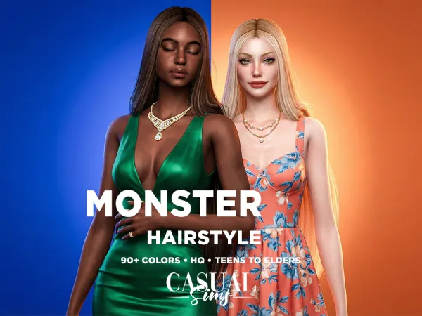 Alpha MONSTER COLLECTION CasualSims x SonyaSims Straight Hairstyle No Bangs - The Sims 4 Custom Content