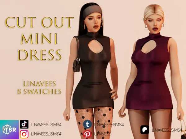 Sims 4 VIENNA - CUT OUT MINI DRESS by linavees