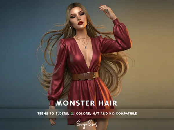 Alpha MONSTER COLLECTION CasualSims x SonyaSims Hair (no bangs) - The Sims 4 Custom Content