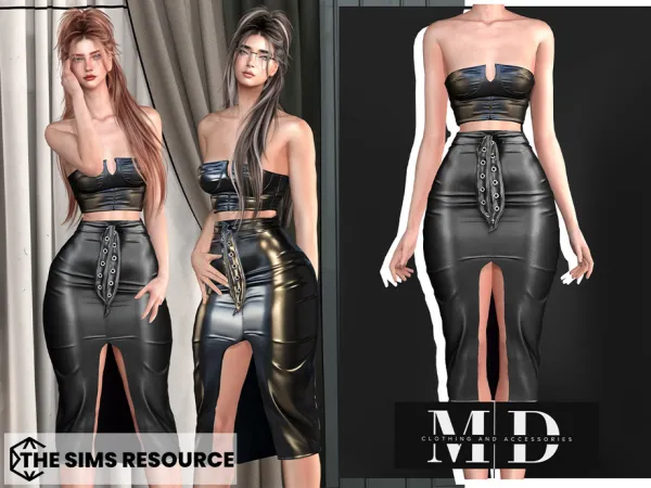 Sims 4 Sasha leather top and skirt set