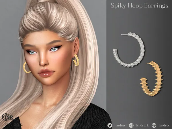 Alpha Spiky Hoop Earrings - The Sims 4 Custom Content