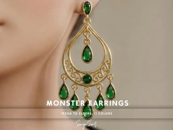Alpha MONSTER COLLECTION CasualSims x SonyaSims Earrings - The Sims 4 Custom Content