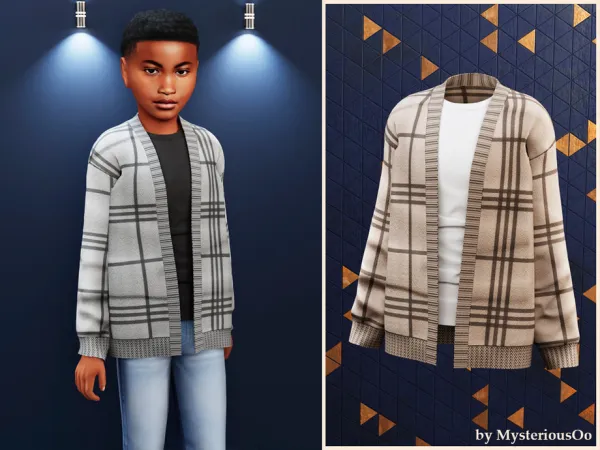 Alpha Child Plaid knit cardigan by MysteriousOo - The Sims 4 Custom Content
