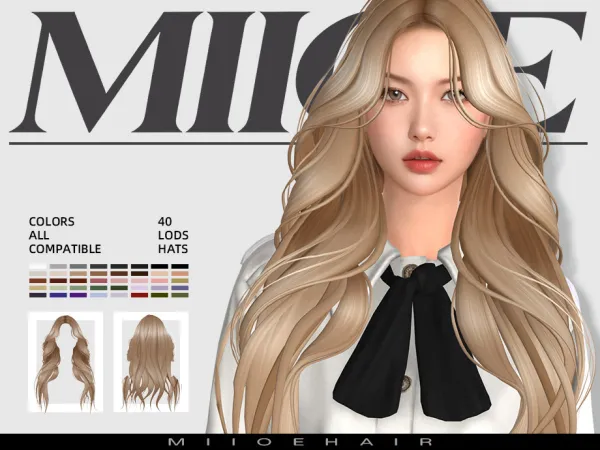Maxis Match MIIOE Curly long hair by MIIOE - The Sims 4 Custom Content