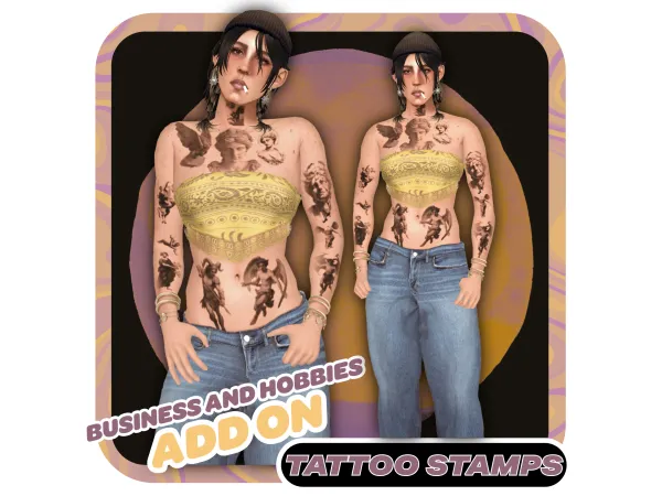 Mix Business Hobbies AddOn TATTOO STAMPS MICHAEL SET - The Sims 4 Custom Content