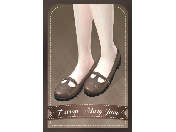 Maxis Match T strap Mary Jane by PolySphere - The Sims 4 Custom Content