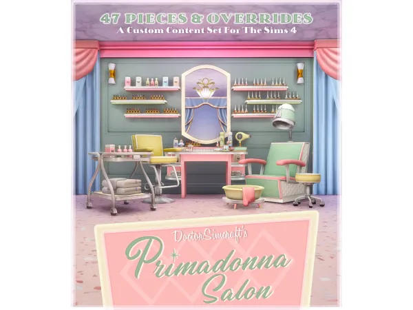 Maxis Match Primadonna Salon A Vintage Inspired Setb by DoctorSimCraft - The Sims 4 Custom Content
