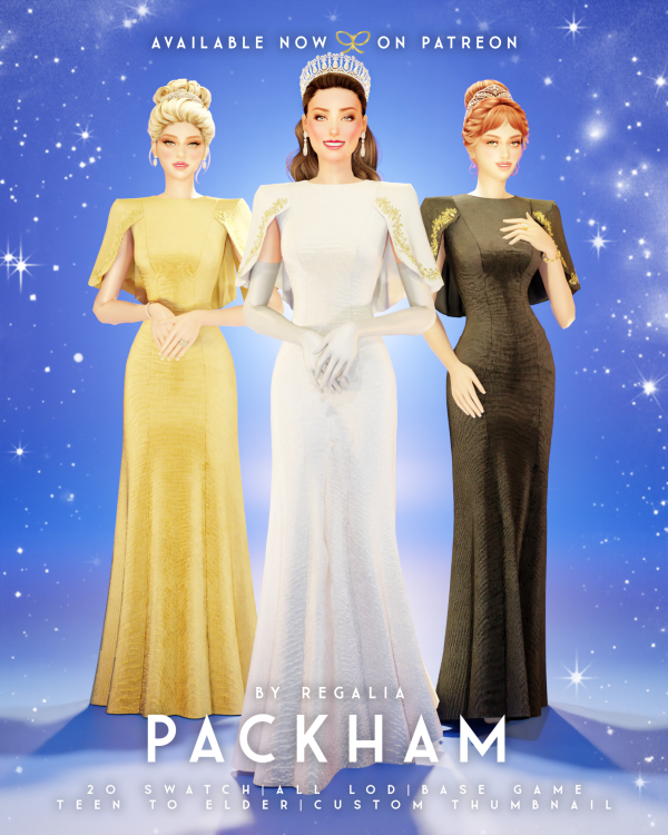 Mix PACKHAM DRESS by simsfinds - The Sims 4 Custom Content