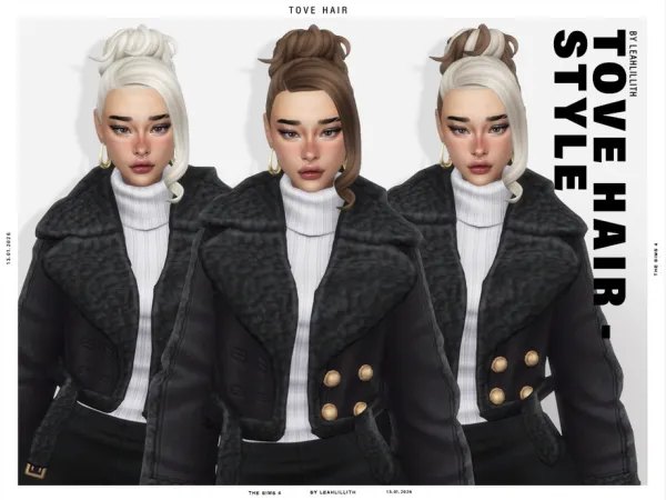 Maxis Match Tove Side Bangs Bun Hairstyle by Leah_Lillith - The Sims 4 Custom Content
