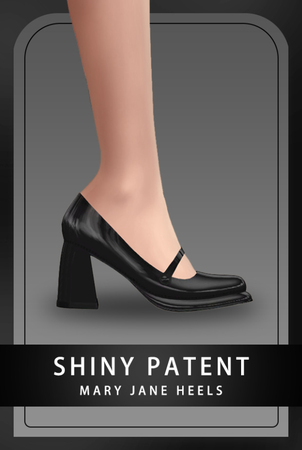 Alpha Shiny Patent Mary Jane Heels by simsfinds - The Sims 4 Custom Content