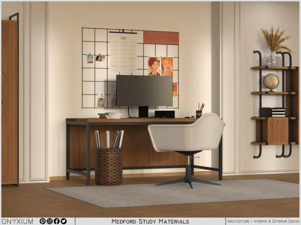 Mix Medford Study Room by Onyxium - The Sims 4 Custom Content