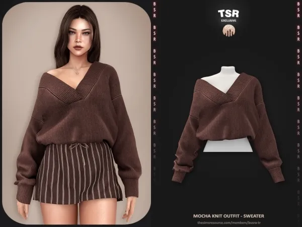 Alpha SET Mocha Knit Outfit BD1654 - The Sims 4 Custom Content