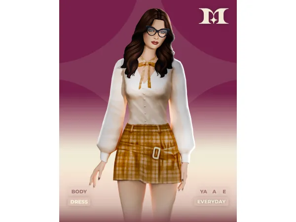 Sims 4 Muse Blouse & Belted Dress