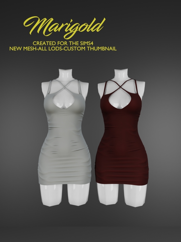 Alpha MARIGOLD TS4_LUCIANA DRESS by marigoldsims - The Sims 4 Custom Content