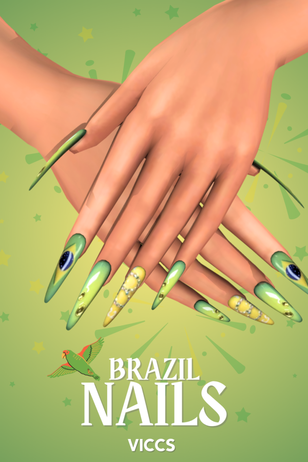 Alpha VICCS_ BRAZIL NAILS (TEEN ELDER) by viccs - The Sims 4 Custom Content