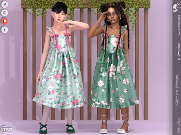 Alpha Nicone Dress Child by KaTPurpura - The Sims 4 Custom Content