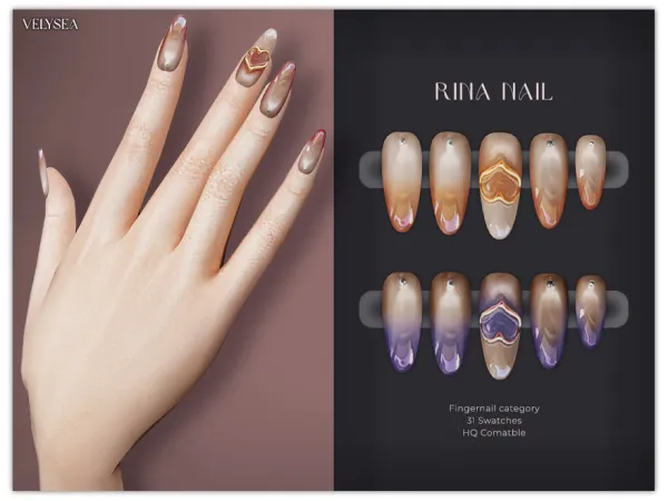 Alpha VELYSEA Rina Nail by VELYSEA - The Sims 4 Custom Content