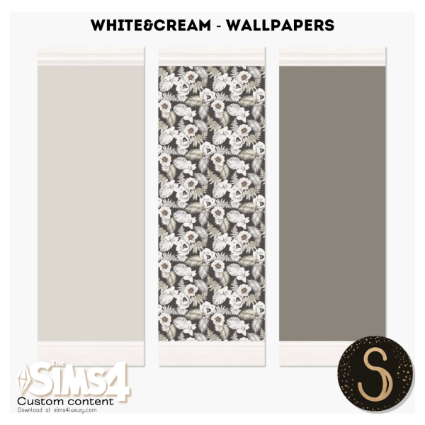 Mix Sims4Luxury White Cream Wallpapers by simsfinds - The Sims 4 Custom Content