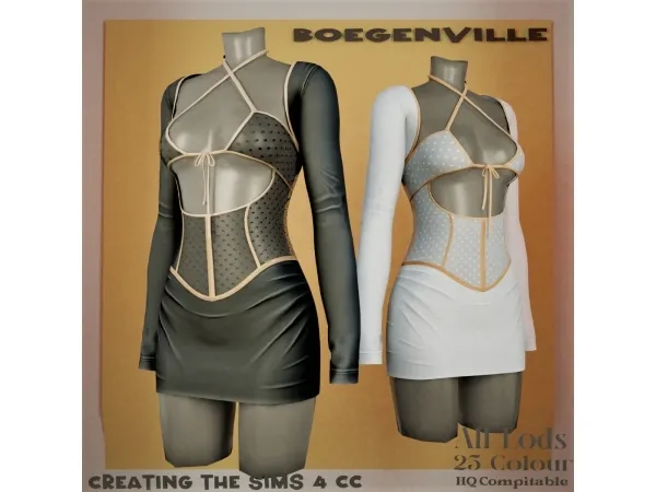Alpha Boe_Analisa Dress Transparent - The Sims 4 Custom Content