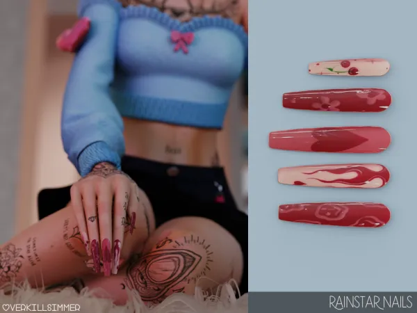 Alpha Rainstar nails - The Sims 4 Custom Content