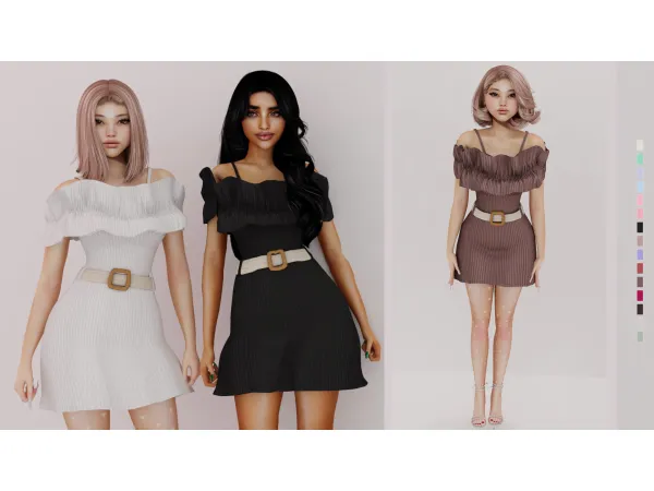 Alpha Ari Belted Dress - The Sims 4 Custom Content
