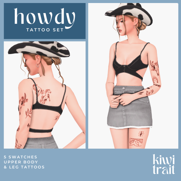 Mix howdy tattoo set by simsfinds - The Sims 4 Custom Content