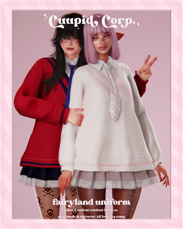 Alpha cuupid corp fairyland uniform by missme12 - The Sims 4 Custom Content