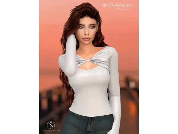 Sims 4 milia Draped Top + Sim Download by Simsessentials