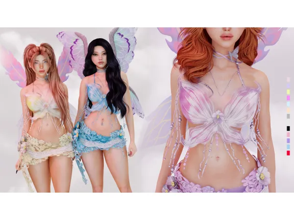 Alpha Elowe Beaded Flower Top - The Sims 4 Custom Content