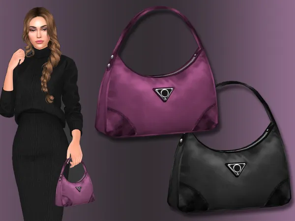 Baguette leather trim handbag by natalis