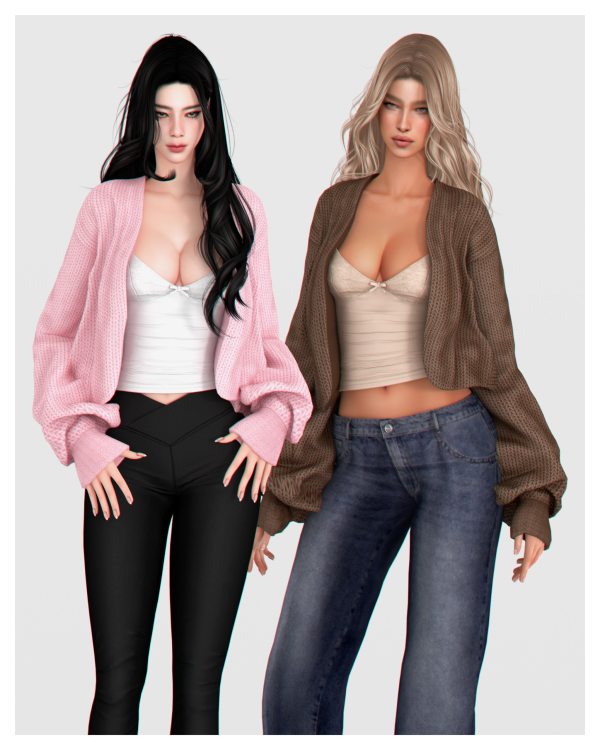 Alpha Loose Cardigan by simsfinds - The Sims 4 Custom Content
