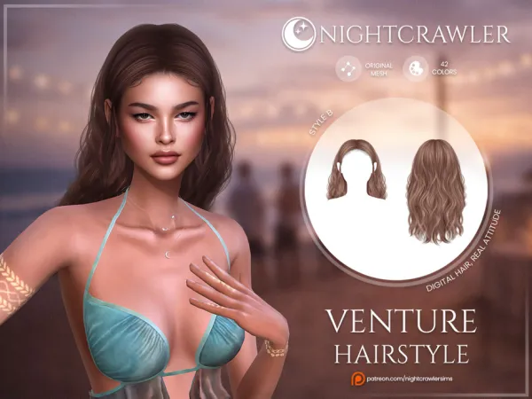 Alpha Nightcrawler Venture Hair STYLE B by Nightcrawler_Sims - The Sims 4 Custom Content