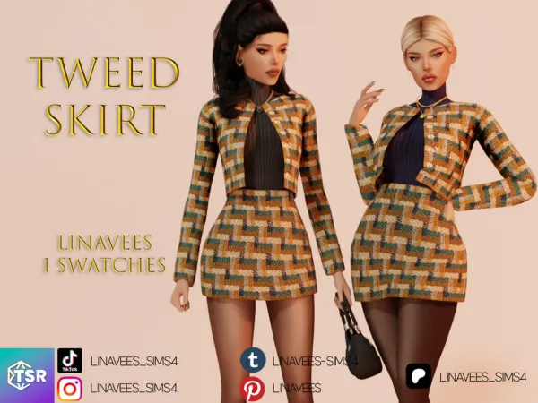 Alpha BRIANA TWEED SKIRT by thesimsresource - The Sims 4 Custom Content