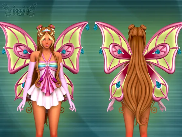 Mix Flora Outfit Enchantix Gloves Wings Fada da Natureza - The Sims 4 Custom Content