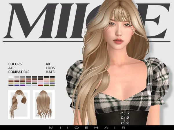 Sims 4 MIIOE-Long side hair by MIIOE