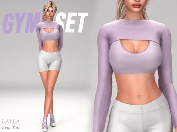 Alpha tsr Core Dynamics Set Female Long sleeve top with sports bra - The Sims 4 Custom Content