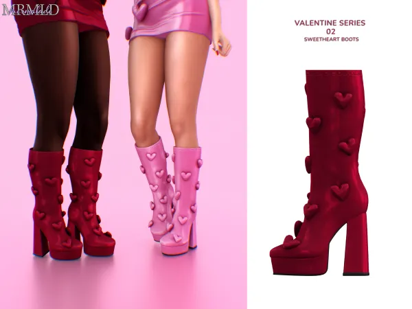Alpha VALENTINE SERIES 02 Sweetheart Boots - The Sims 4 Custom Content