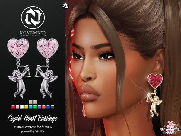 November - Cupid Heart Earrings by VentaStudio
