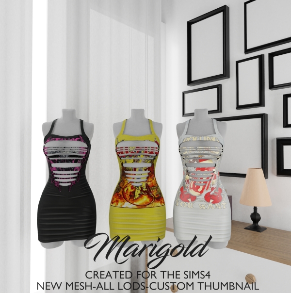 Alpha MARIGOLD TS4_ RIPPED DRESS by marigoldsims - The Sims 4 Custom Content