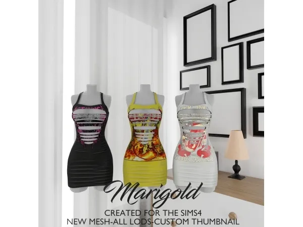 Sims 4 MARIGOLD TS4_ RIPPED DRESS