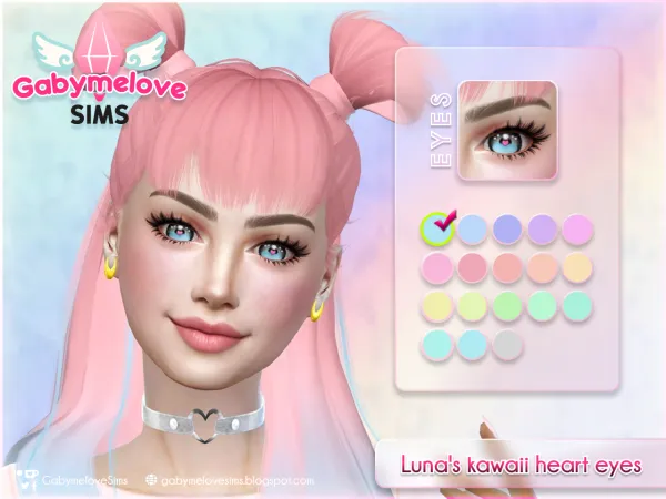 Mix Luna's kawaii heart eyes u2022 E01 contact lenses by GabymeloveSims - The Sims 4 Custom Content