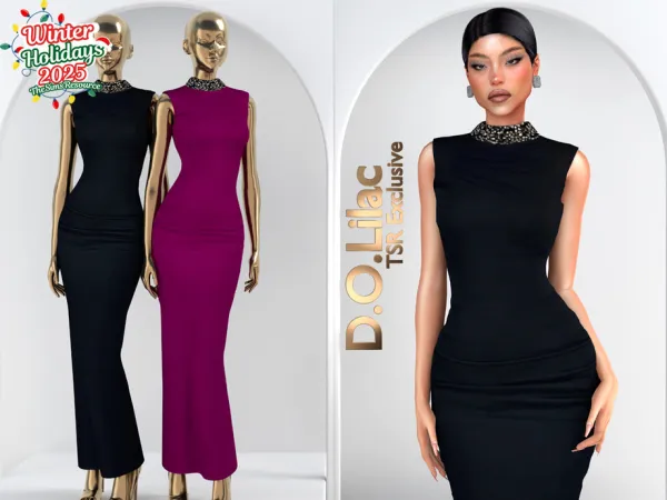 Sims 4 Embroidered Maxi Dress DO2096