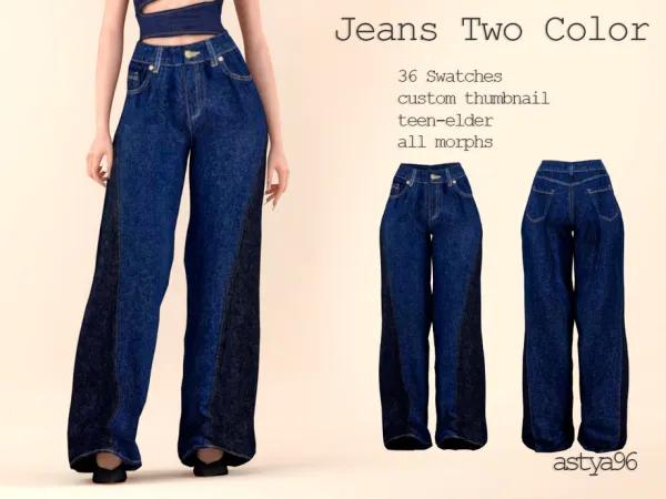 Alpha Jeans Two Color by astya96cc - The Sims 4 Custom Content