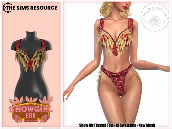 Alpha Show Girl Tassel Top by thesimsresource - The Sims 4 Custom Content