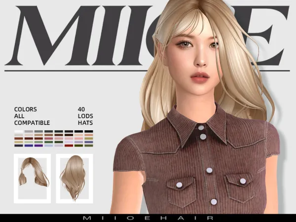 Sims 4 MIIOE-Long hair by MIIOE