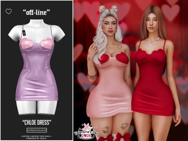 Alpha Off Line Chloe Dress (Patreon Exclusive) by VentaStudio - The Sims 4 Custom Content